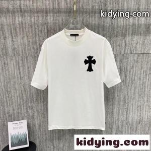 CHROME hearts コピーブランド 人気 ブラック クロムハーツ コピーブランド コピー ワンポイント ホワイト 半袖 Tシャツ シンプルkidying26D0Hnmq
