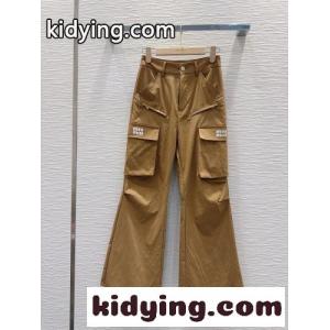 ミュウミュウ スーパーコピー パンツ コピー ロゴ入り カーゴ フレアパンツ キャメルkid26HTP59r