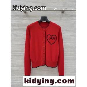 カジュアル ウール クルーネック カーディガン クロエ ニット コピー レッドkid265bqy0r