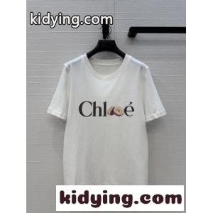 コットン プリント 半袖Tシャツ クロエ Tシャツ コピー ...