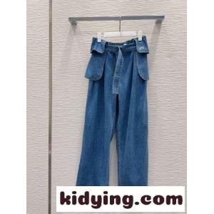 お洒落 合わせやすい ベルテッド デニムパンツ ロエベ ブランド コピー ジーンズ コピーkid26aq8D4j
