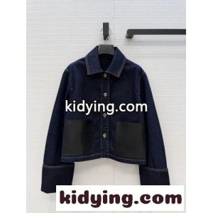 レザーポケット クロップド デニムジャケット ロエベ ブランド コピー ジャケット コピー ブルーkid26iKTXfm