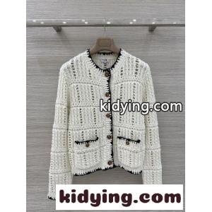 バイカラー 透かし編みニット カーディガン シャネル ブランド コピー ニット コピー ホワイトkid26rue0vq