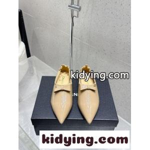 パテントレザー リボン フラットシューズ シャネル コピー シューズ スーパーコピー ベージュkid26a4LvGr