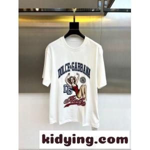 目を惹く プリント 半袖Tシャツ ドルチェ&ガッバーナ コピー Tシャツ 偽物 ホワイトkid26D0b41n