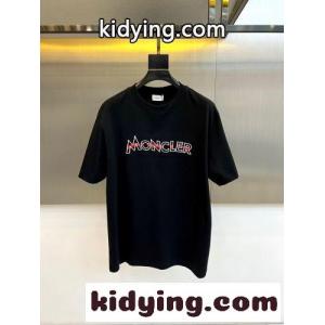 シンプル ロゴ刺繍 クルーネック 半袖Tシャツ モンクレール コピーブランド Tシャツ 偽物 ブラックkid26ja0TXn