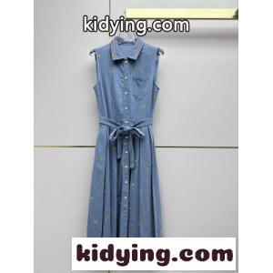 エンブロイダリー デニムシャツワンピース トムブラウン コピー ワンピース 偽物 ブルーkid269P5PPb