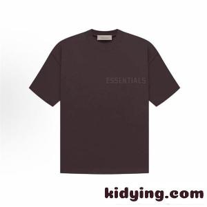 ESSENTIALS 半袖Tシャツ ブラウン シンプル エッセンシャルズ コピー 上品 無地見え モード 大人カジュアルkidying26yu8nmy