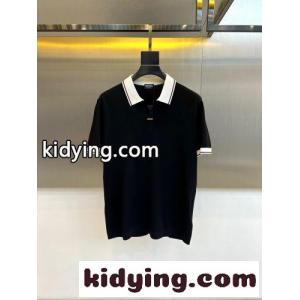 洗練された スキッパーネック ポロシャツ エルメネジルド・ゼニア Tシャツ 偽物 ブラックkid26XD8HLj