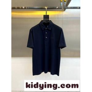 エルメネジルド・ゼニア Tシャツ 偽物 シンプル コットン 半袖ポロシャツ ネイビーkid26WvOvKv