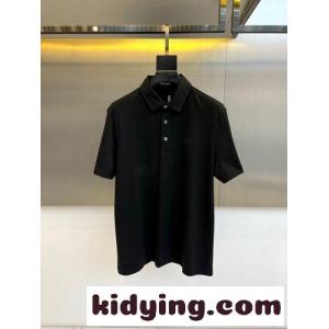 エルメネジルド・ゼニア Tシャツ 偽物 シンプル コットン 半袖ポロシャツ ブラックkid26ieKD4v