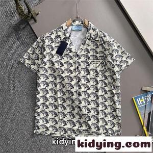 prada コピーブランド 豹柄 ファッション プラダ コピーブランド スーパーコピー 半袖シャツ ロゴ ポケット カジュアル 夏服 ストリートkidying26imaqSn
