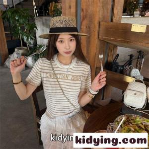 ディオール コピーブランド スーパーコピー Ｔシャツ レディース ニット 半袖 ボーダー ロゴ入り 春夏 上品 シンプル カジュアル dior コピーブランドkidying261TbKry