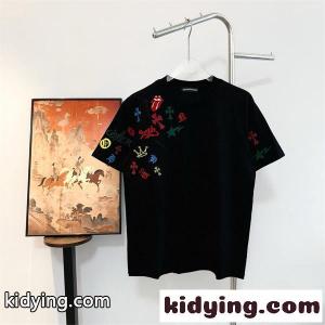 クロムハーツ コピー コピー Tシャツ 多彩刺繍  ブラック 星 十字架 Chrome hearts コピー カジュアル 日常kidying26O9P9Hz