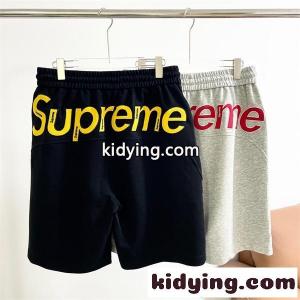 刺繍  シュプリーム ブランド コピー コピー ハーフパンツ ウエストゴム ドローストリング ブラック グレー 夏 カジュアル supreme ブランド コピー メンズkidying26j0HL9n