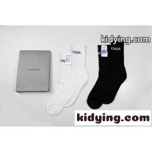 balenciaga コピー ロゴソックス 2足セット ブラック ホワイト ミドル丈 リブ 靴下 カジュアル バレンシアガ コピーkidying269LTzqy