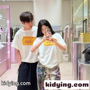 ペイント カップルTシャツ ホワイト 半袖 Acne プリン...