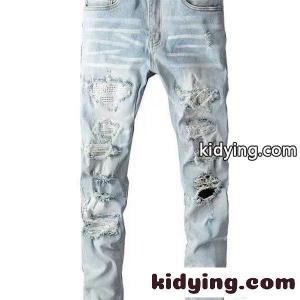 ダメージ加工 デニムパンツ AMIRI ライトブルー クラッシュ ストリート系 個性 アミリ コピーkidying26vOHTfm