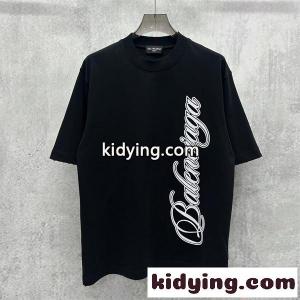 バレンシアガ コピーブランド コピー 半袖Tシャツ ワイドフィット ブラック ホワイト 片面プリント 縦配置 balenciaga コピーブランド シンプルkidying26nqyOHb