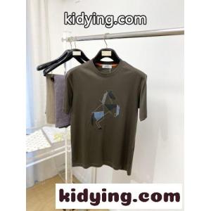 カジュアル ホース レザーパッチ クルーネック エルメス コピー Tシャツ 偽物 グリーンkid26aS1Xnm