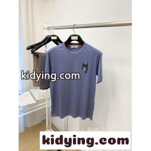 カジュアル レザーパッチ 半袖Tシャツ エルメス コピー Tシャツ 偽物 グレーkid26HPLz0j