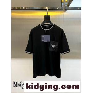 カジュアル ポケットTシャツ プラダ スーパーコピー Tシャツ 偽物 クルーネック ブラックkid26aGLrWz