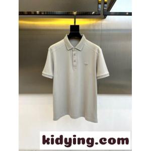 プラダ コピー Tシャツ 偽物 洗練された シンプル 半袖 ポロシャツ グレーkid26rKDuyu