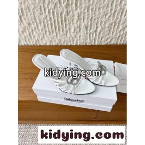 ラインストーンBBロゴ ミュール バレンシアガ コピーブランド サンダル 偽物 ホワイトkid269DCKje