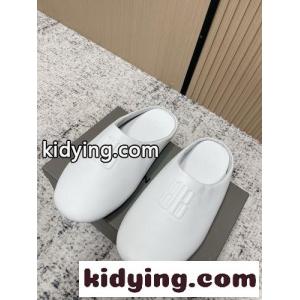 シンプル BBロゴ レザー ミュール バレンシアガ スーパーコピー サンダル コピー ホワイトkid26DeObqi