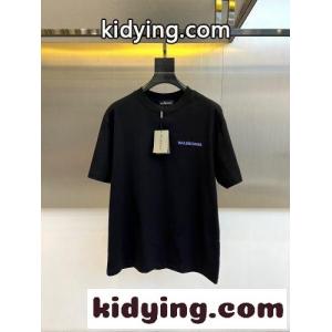 シンプル ロゴ コットン 半袖Tシャツ バレンシアガ コピーブランド Tシャツ 偽物 ブラックkid26Lby0Lf
