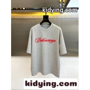 バレンシアガ コピー Tシャツ 偽物 スクリプトロゴ クルーネック 半袖Tシャツ グレーkid26CSTryi