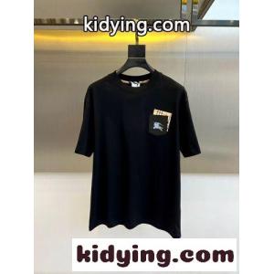 カジュアル ロゴ コットン 半袖Tシャツ バーバリー コピー Tシャツ 偽物 ブラックkid26Tviuaq