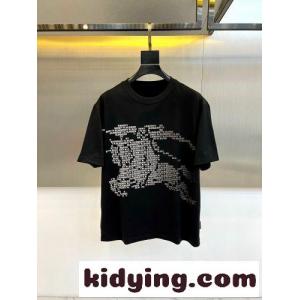 EKD コットン クルーネック 半袖Tシャツ バーバリー スーパーコピー Tシャツ 偽物 ブラックkid26HTH5Pv