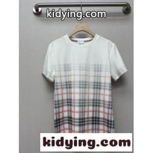 グラデーションチェック クルーネック 半袖Tシャツ バーバリー コピー Tシャツ 偽物 ホワイトkid26Tzqmay