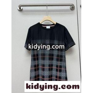 グラデーションチェック クルーネック 半袖Tシャツ バーバリー コピー Tシャツ 偽物 ブラックkid26OTXX9n