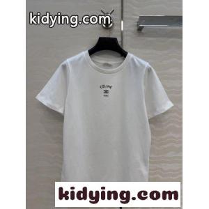 シンプル コットン ロゴ入り 半袖Tシャツ セリーヌ コピー Tシャツ 偽物 ホワイトkid26GPTP1n