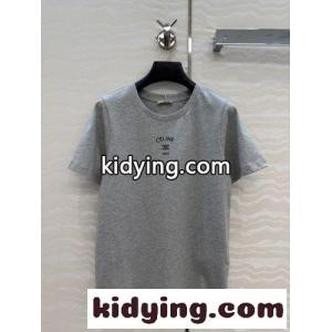 シンプル コットン ロゴ入り 半袖Tシャツ セリーヌ スーパーコピー Tシャツ 偽物 グレーkid26nSL55f