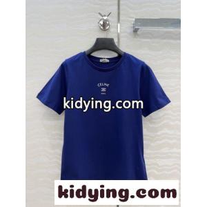 シンプル コットン ロゴ入り 半袖Tシャツ セリーヌ スーパーコピー Tシャツ 偽物 ブルーkid26Tn4bGD
