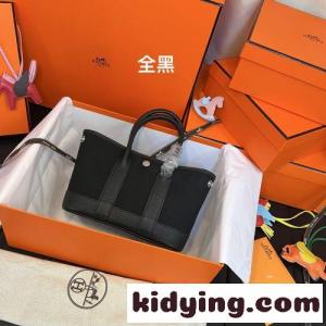 ネオガーデンパーティ23 エルメス コピー バッグ コピー レザー＆キャンバス ブラックkid26va4r0v