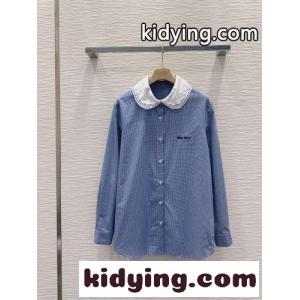 ギンガムチェック コットンシャツ ミュウミュウ コピー シャツ コピー ブルーkid26rm4TXf