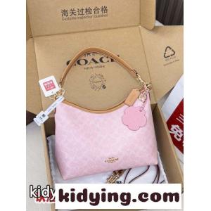 コーチ コピー バッグ 偽物 可愛い フェンミン シグネチャー柄 ホーボーバッグ ピンクkid26eGLvOj
