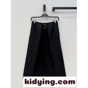 ロエベ コピーブランド パンツ 偽物 ベルト付き ワイドキュロットパンツ ブラックkid26jyGHHj
