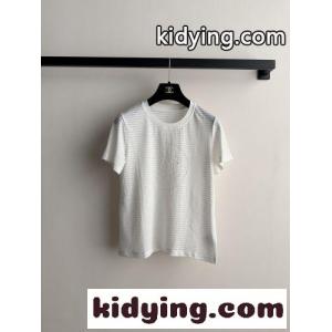 ボーダー柄 ロゴ クルーネック 半袖Tシャツ シャネル コピー Tシャツ コピー ホワイトkid268nSvOn