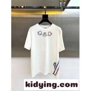 カジュアル ロゴ クルーネック 半袖Tシャツ モンクレール コピー Tシャツ 偽物 ホワイトkid26SXLHTz