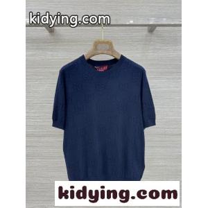 GGジャカード ウール 半袖セーター グッチ コピー ニット 偽物 ネイビーkid26muOnmy