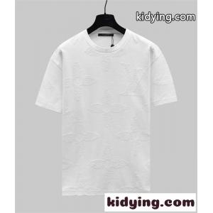 ホワイト 半袖Tシャツ Louis vuitton コピーブランド エンボスモノグラム ルイヴィトン コピーブランド コピー 同色ロゴ総柄 クルーネック 立体素材感kidying26z4PjCa