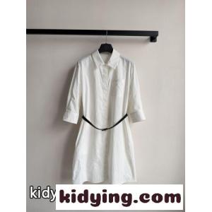 シンプル ベルテッド シャツワンピース エルメス コピー ワンピース コピー コットン ホワイトkid26zm4Hnu