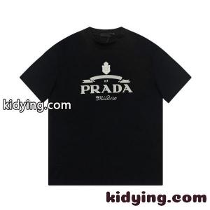 prada コピー プラダ コピー メンズ 半袖Tシャツ ロゴプリント Milano クラシック クルーネック コットン シンプル 高級感kidying26feGD0f