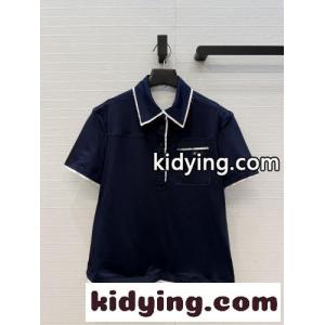 プラダ コピー Tシャツ 偽物 カジュアル 配色 ポロシャツ コットン混 ネイビーkid2651HDiy