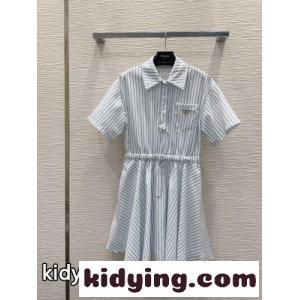プラダ コピーブランド ワンピース 偽物 ストライプ柄 シャツワンピース 半袖ドレスkid260LvWnC
